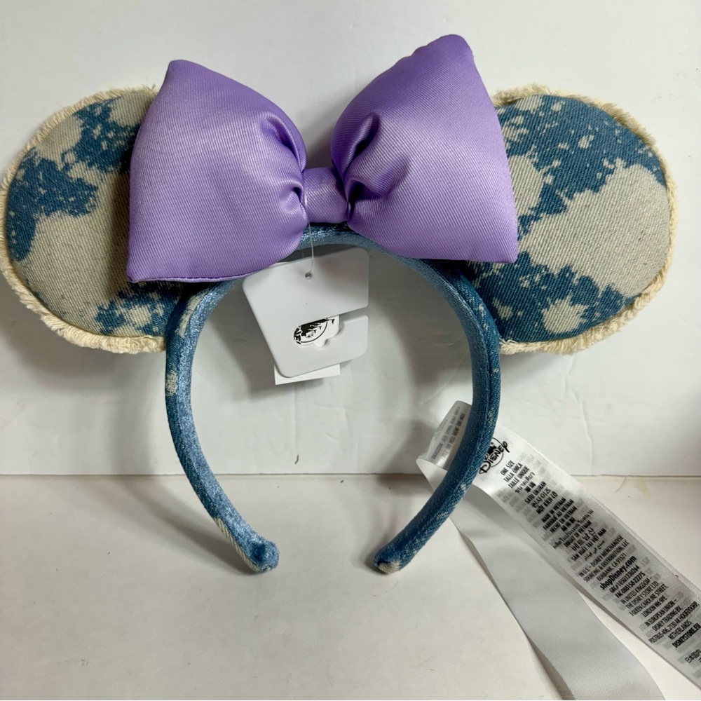 NWT. Disney Minnie Ear Headband - Denim Bleach style.